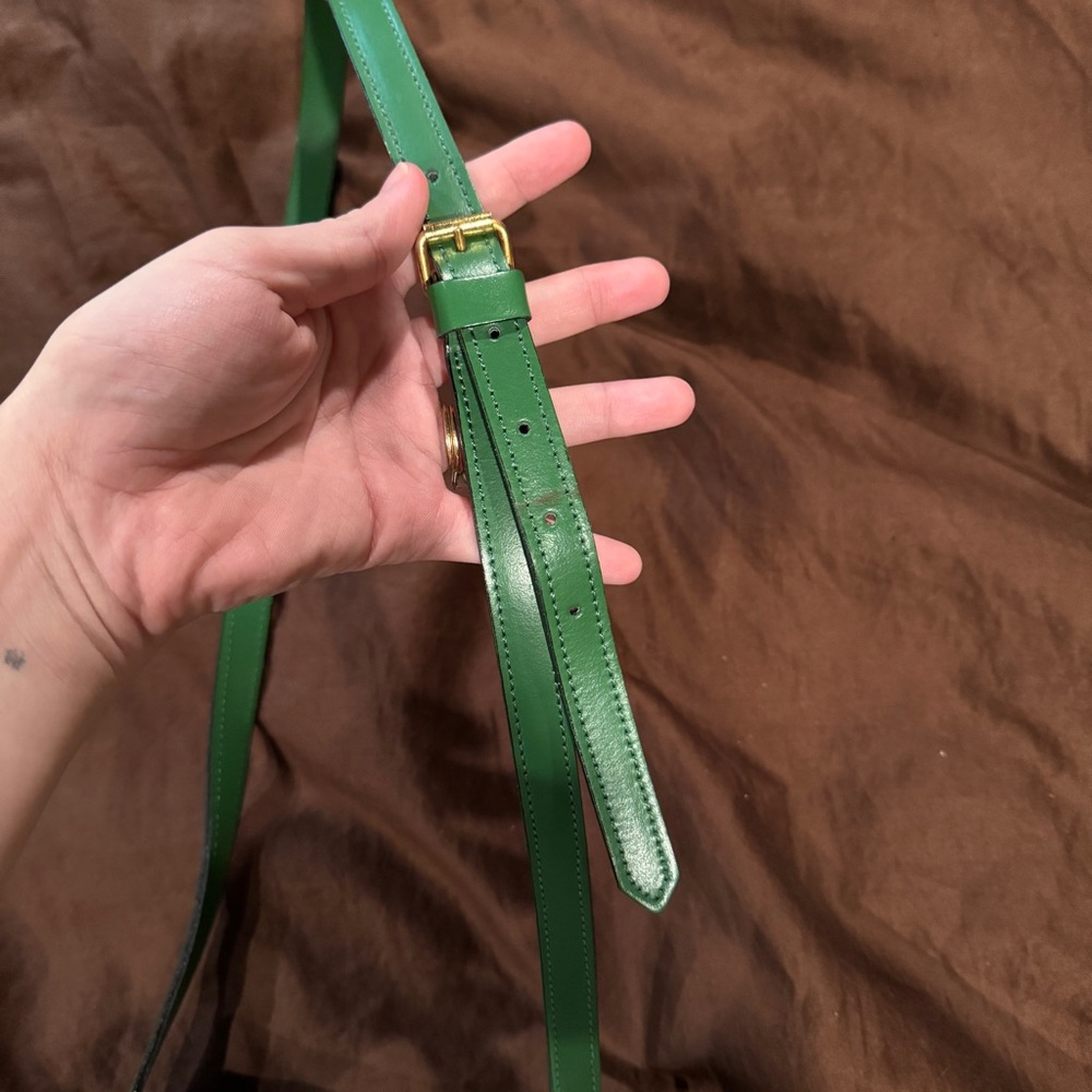 Vintage Green Leather Crossbody Bag - Picture 3 of 7